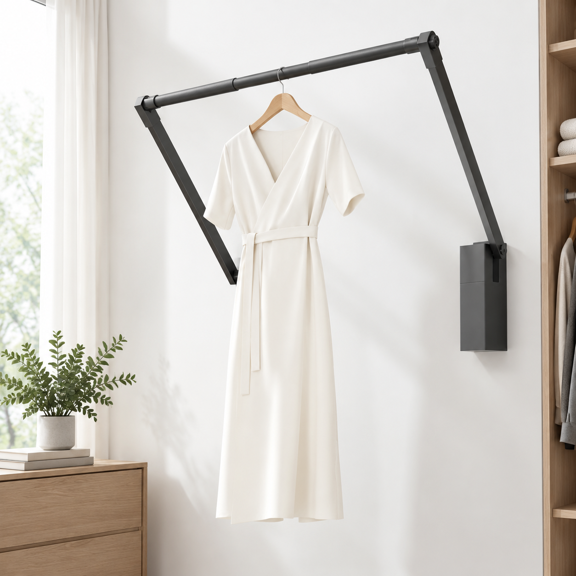 Pull Down Closet Rod For Hanging Clothes Retractable Wardrobe Hanger