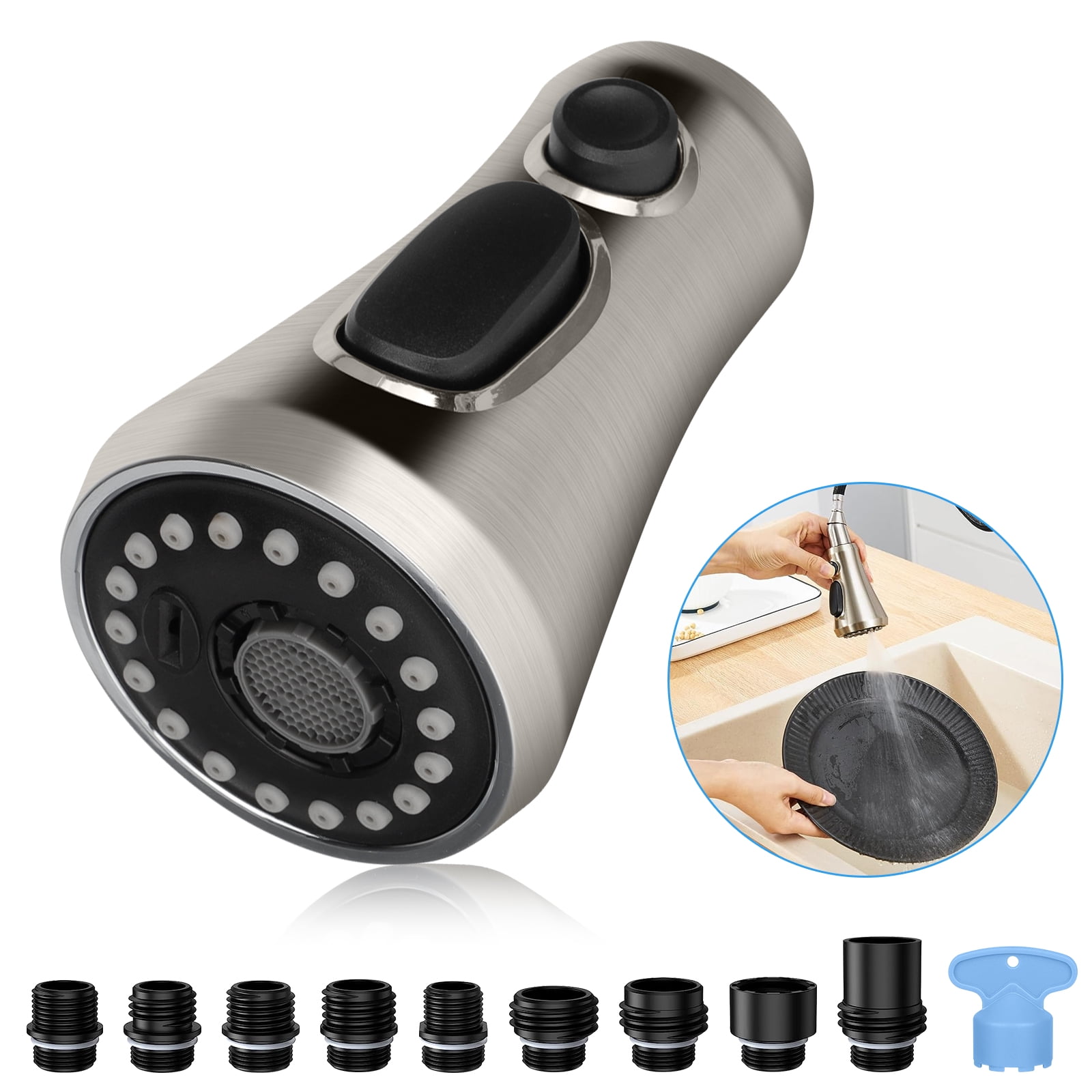 Pull Down Kitchen Faucet Head Replacement, 3Function Kitchen Faucet