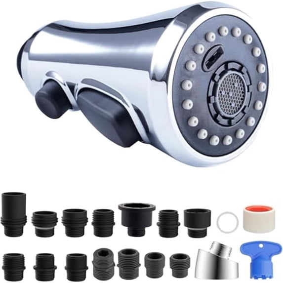 Pull-Down Kitchen Faucet Sprayer Head Replacement, 3-Function Anti-Splash Faucet Spray Head For Kitchen Sink Faucet,Chrome