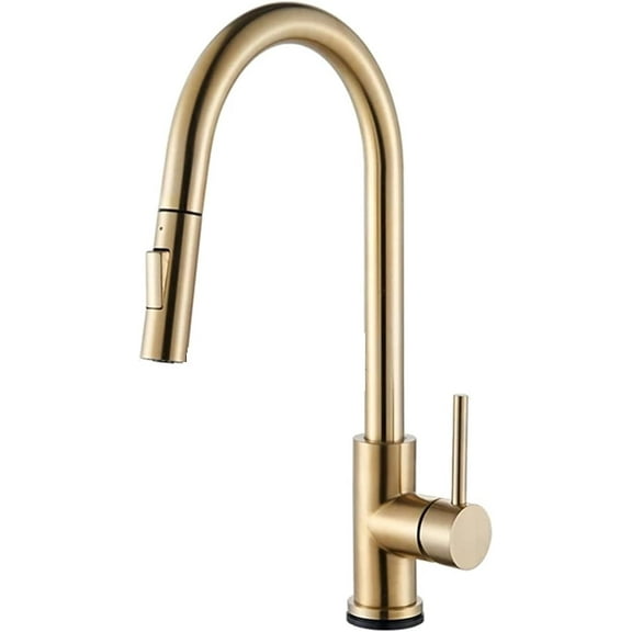 Pull Down Kitchen Faucets, Brushed Golden Smart Touch Induction Sensitive Faucet Mixer Tap, Dual Outlet Water Modes