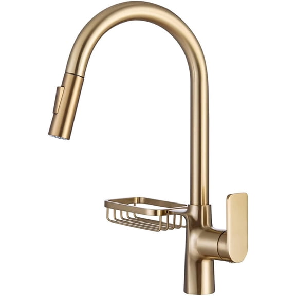 Pull Down Sprayer Kitchen Faucet, 2 Function Pull Out Spray Head, Brass Kitchen Mixer Taps with Sponge Holder,Matte Black
