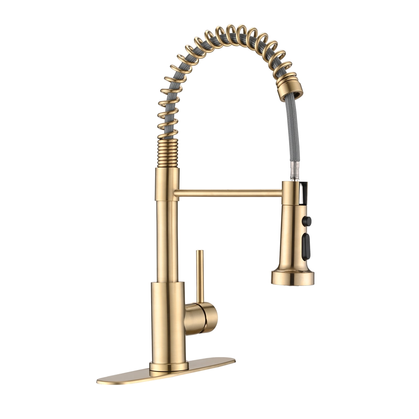 Pull Down Sprayer Spring Kitchen Sink Faucet Brushed Gold,Brushed Gold ...