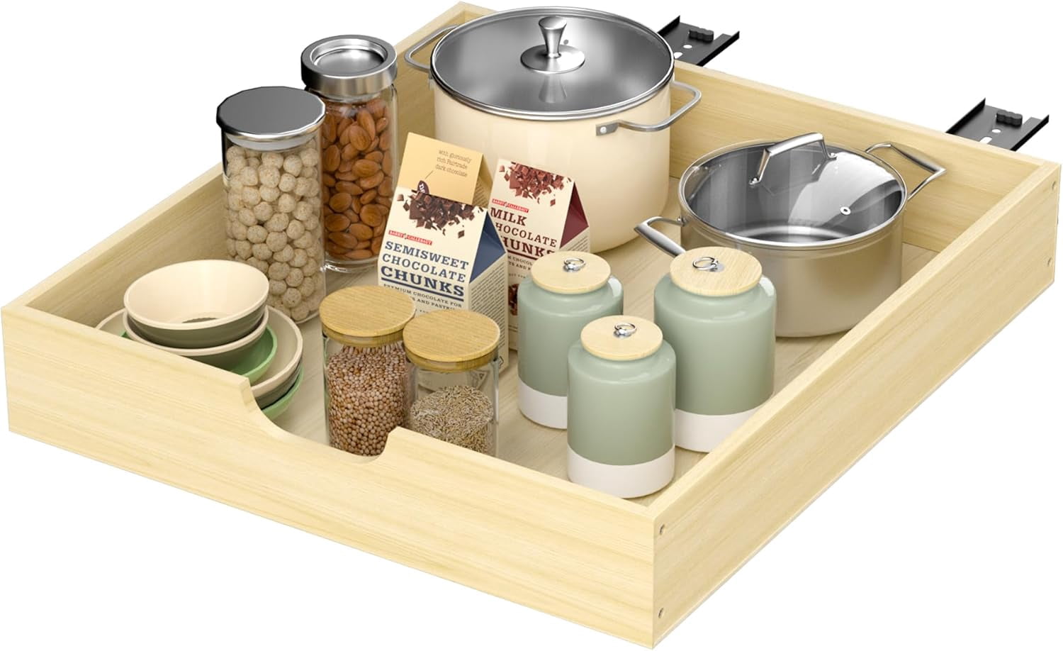 Pull Out Drawer Organizer for Cabinets, 2 Tier Soft Close Cabinet ...