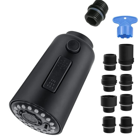 Pull Down Faucet Head Replacement,3 Function Kitchen Faucet Spray Head,Kitchen Sink Faucet Head with 10 Adapters,Pull Out Spray Head Kitchen Faucet,Chrome