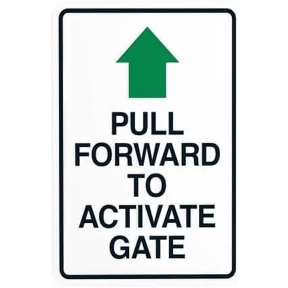 Pull Forward To Activate Gate With Arrow Warning Metal Sign, Directional Gate Security Plaque, Driveway Gate Operation Sign, 8x12 Inch