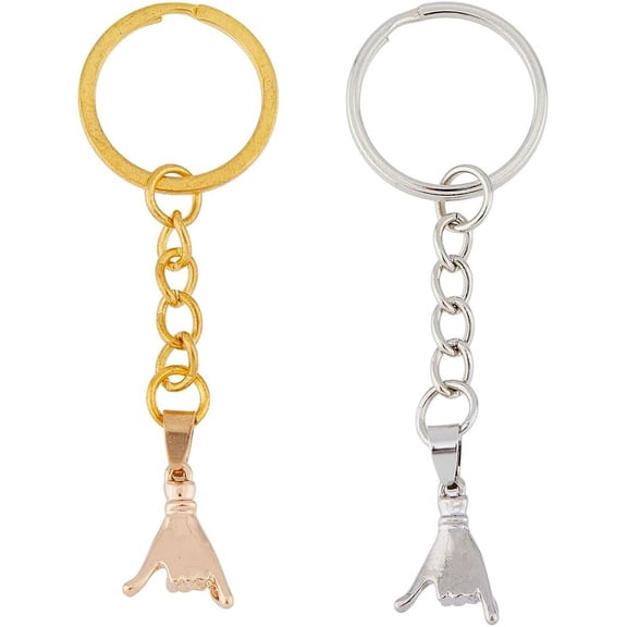 Pull Hook Gesture Keychain Alloy Pendant Keychain Gunmetal Platinum Keyrings diy Platinum & Golden