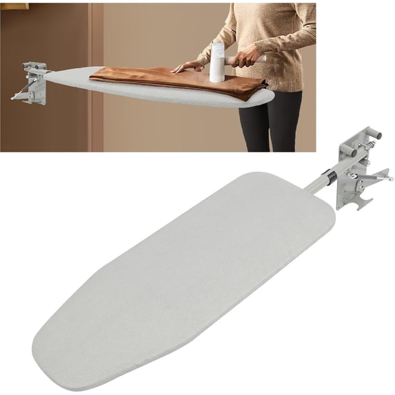 Pull Out Ironing Board, 31.5x13.4In Retractable Hidden Ironing Board Closet, 90°Swivel Closet-Embedded Steel Ironing Board with Heat-Resistant Ironing Board Cover