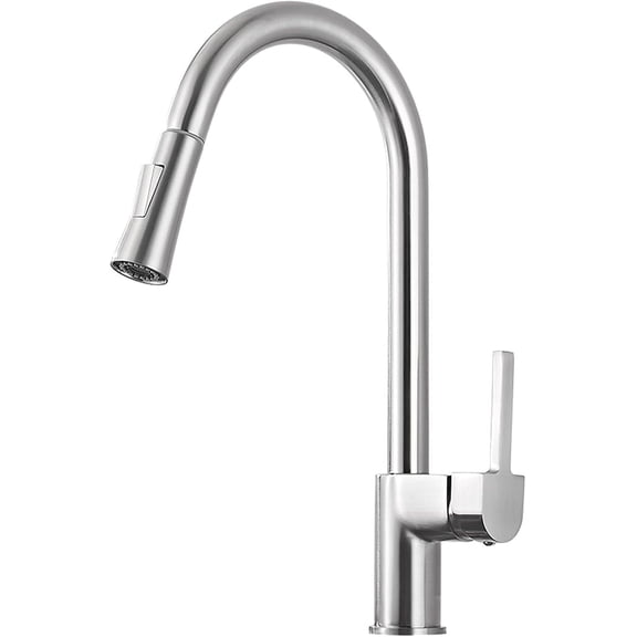 Pull Down Kitchen High Arc Single Handle Kitchen Sink Faucet with Dual Function Pull Out Sprayer, Solid Brass 360° Swivel Kitchen Hot and Cold Water Mixer Tap,Black