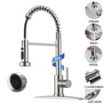 thumbnail image 1 of TVOFEK Kitchen Faucets with Pull Down Sprayer 3-Mode, Brushed Nickel Spring Kitchen Sink Faucet with Deck Plate fits 3 Hole for RV Laundry Vessel, 1 of 13