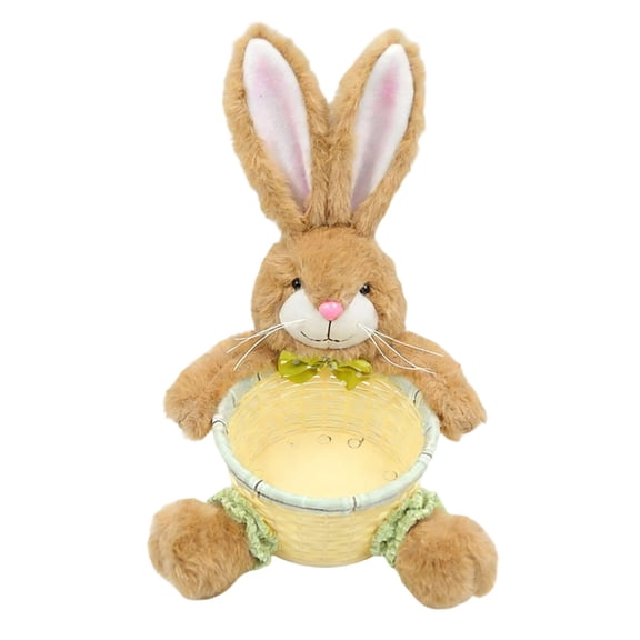 Pull Leg Plush Easter Bunny Toy, Stretchy Rabbit Doll with Long Ears, Pink Fluffy Stuffed Animal for Desktop Decoration, Cute Home Spring Decor, Easter Basket Stuffers
