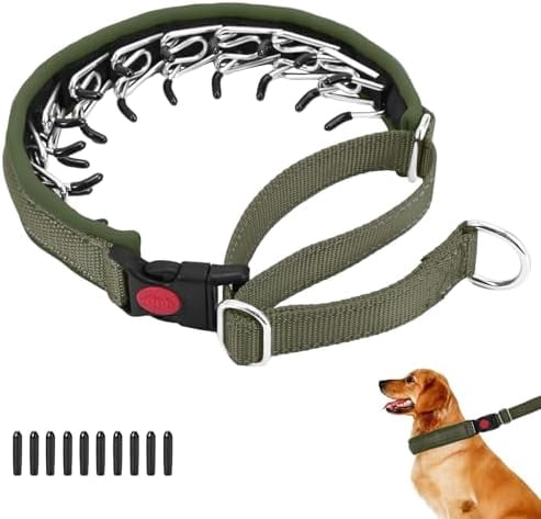 No Pull Martingale Dog Collar for Large Medium Small Dogs, Heavy Duty Nylon Reflective Adjustable Anti Pull Slip Collar with Buckle for Training Walking S Army Green