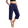 thumbnail image 1 of Pull On Capris for Women Dressy Casual Stretch Lightweight Capri Elastic High Waist Lounge Pants 2026 Summer Navy M, 1 of 8