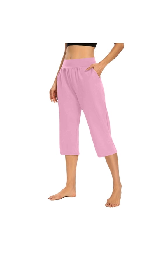 Pull On Capris for Women High Waisted Drawstring Straight Leg Sweatpants Dressy Casual Workout Running Pant