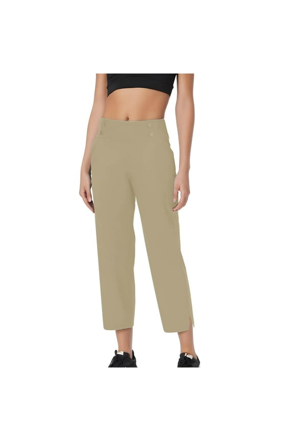 Pull On Dress Pants Women Petite,High Waisted Straight Leg Work Pants Business Office Trousers with Pockets Slacks