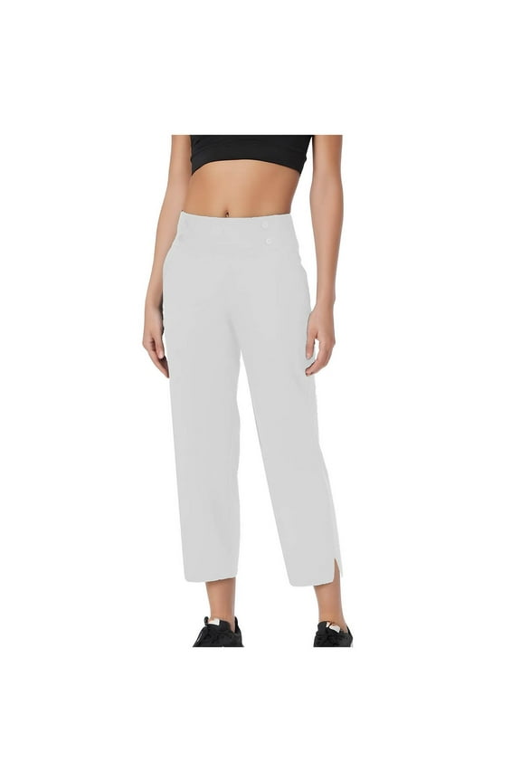 Pull On Dress Pants Women Petite,High Waisted Straight Leg Work Pants Business Office Trousers with Pockets Slacks