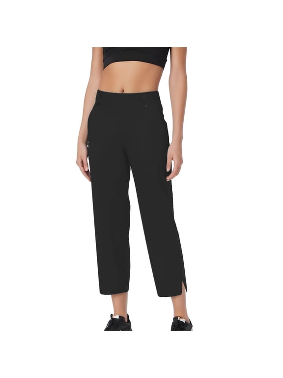 Pull On Dress Pants Women Petite,High Waisted Straight Leg Work Pants Business Office Trousers with Pockets Slacks