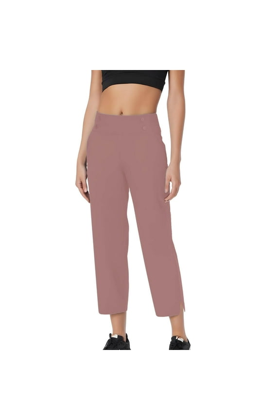 Pull On Dress Pants Women Petite,High Waisted Straight Leg Work Pants Business Office Trousers with Pockets Slacks