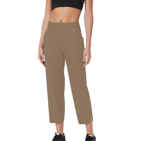 Pull On Dress Pants Women Petite,High Waisted Straight Leg Work Pants Business Office Trousers with Pockets Slacks
