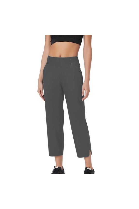 Pull On Dress Pants Women Petite,High Waisted Straight Leg Work Pants Business Office Trousers with Pockets Slacks