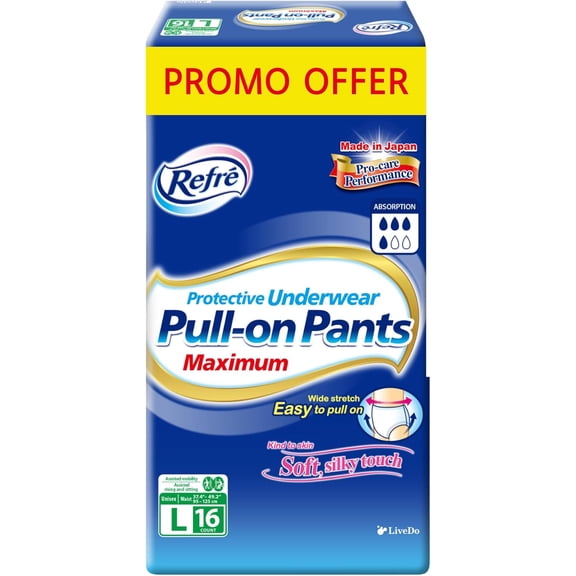 Pull-On Premium Pants Maximum - Unisex Protective Underwear - Breathable Disposable Incontinence Briefs - Ultra Absorbent & Odor Control Adult Diapers with Stretch Waist - Large (37.4"-49.2") - 16 Ct