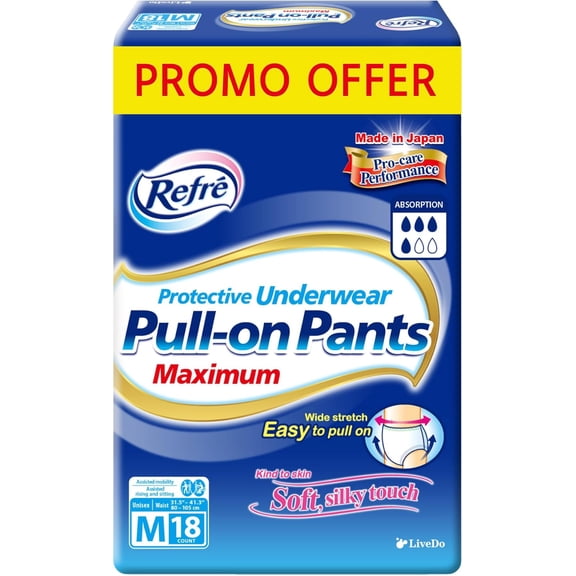 Pull-On Premium Pants Maximum - Unisex Protective Underwear - Breathable Disposable Incontinence Briefs - Ultra Absorbent & Odor Control Adult Diapers w Stretch Waist - Medium (31.5"-41.3") - 18 Ct