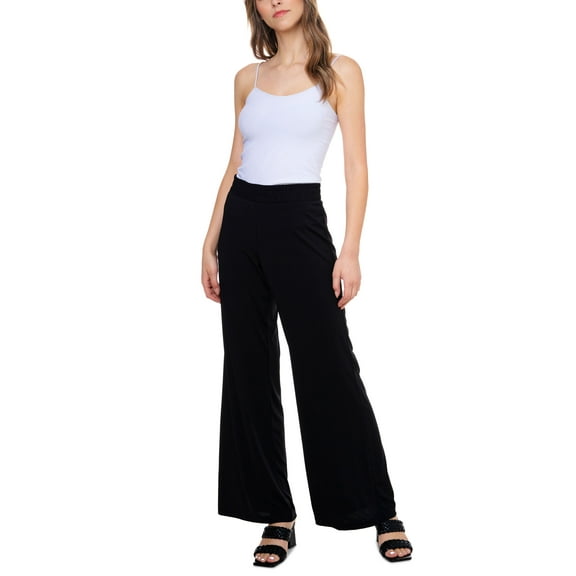Pull-On Wide-Leg Pants Black S