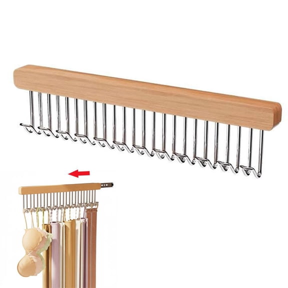 Pull Out Belt Hanger For Closet, Sliding Hooks Rack For Top Bra Ties Tank Metal Top with Scarf Jewelry, Extender Rod Hanging