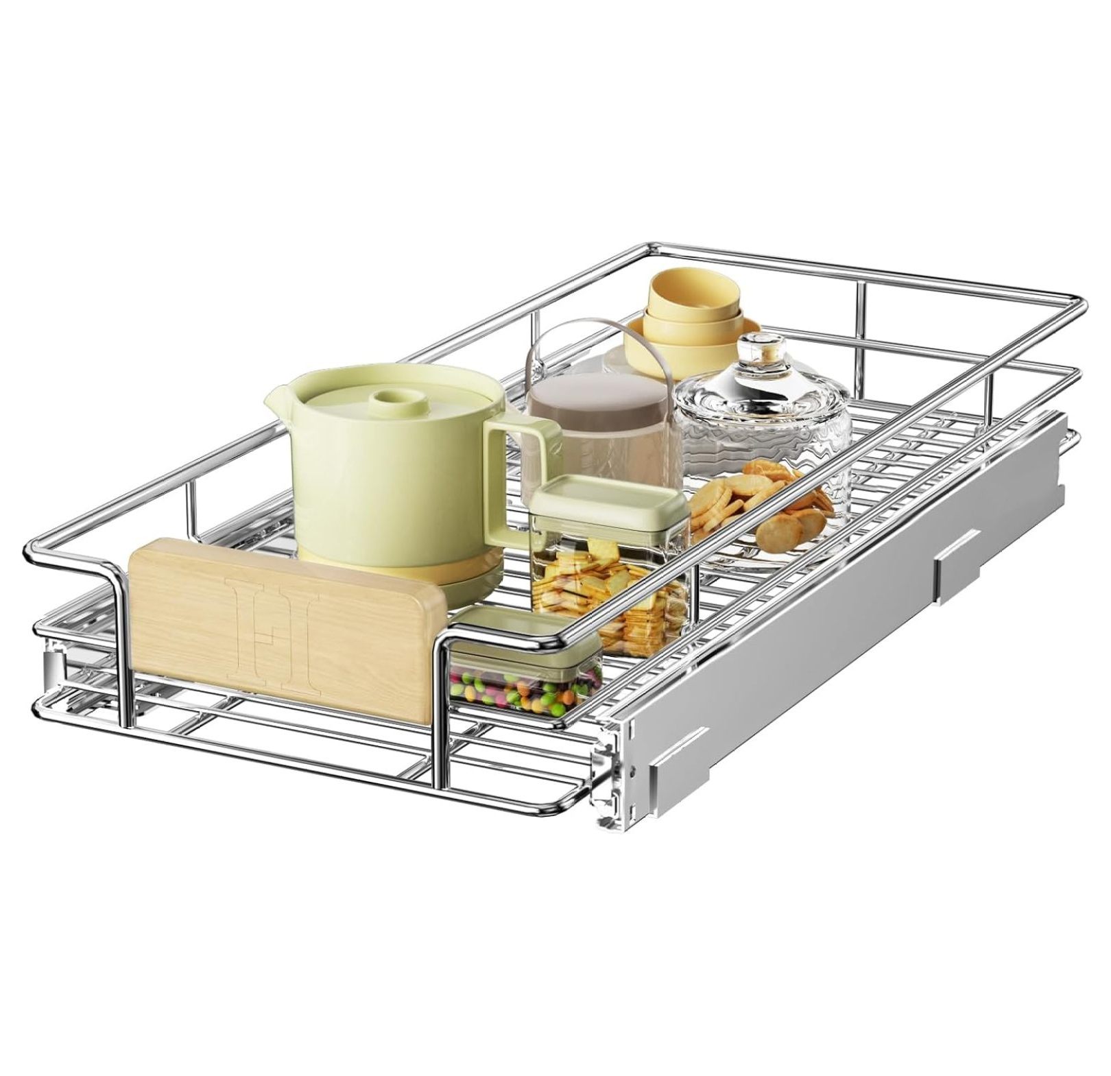 Pull Out Organizer, 10½" W x 21½" Slide Out Drawers with Wooden