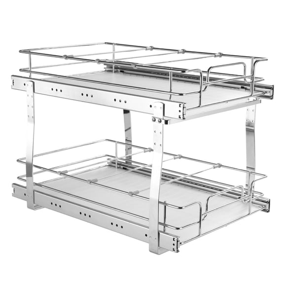 Pull Out Cabinet Organizer 14"Wx21"Dx15"H, Slide Out Pantry Shelves, Steel Drawers, Sliding Storage for Kitchen, 15.5" Install Size