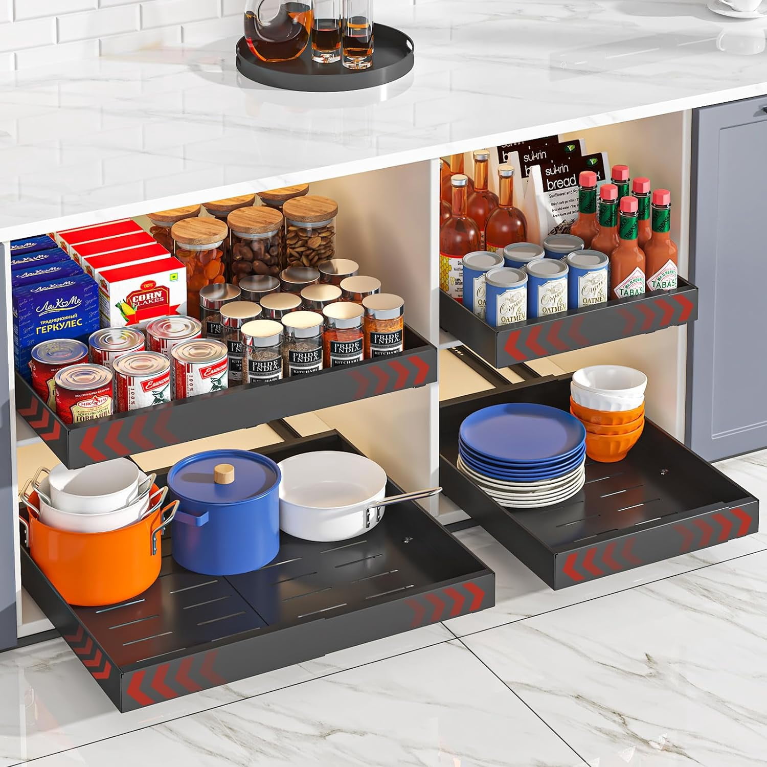Pull Out Drawer Racking Pull Out Cabinet Organizer,2PCS 21