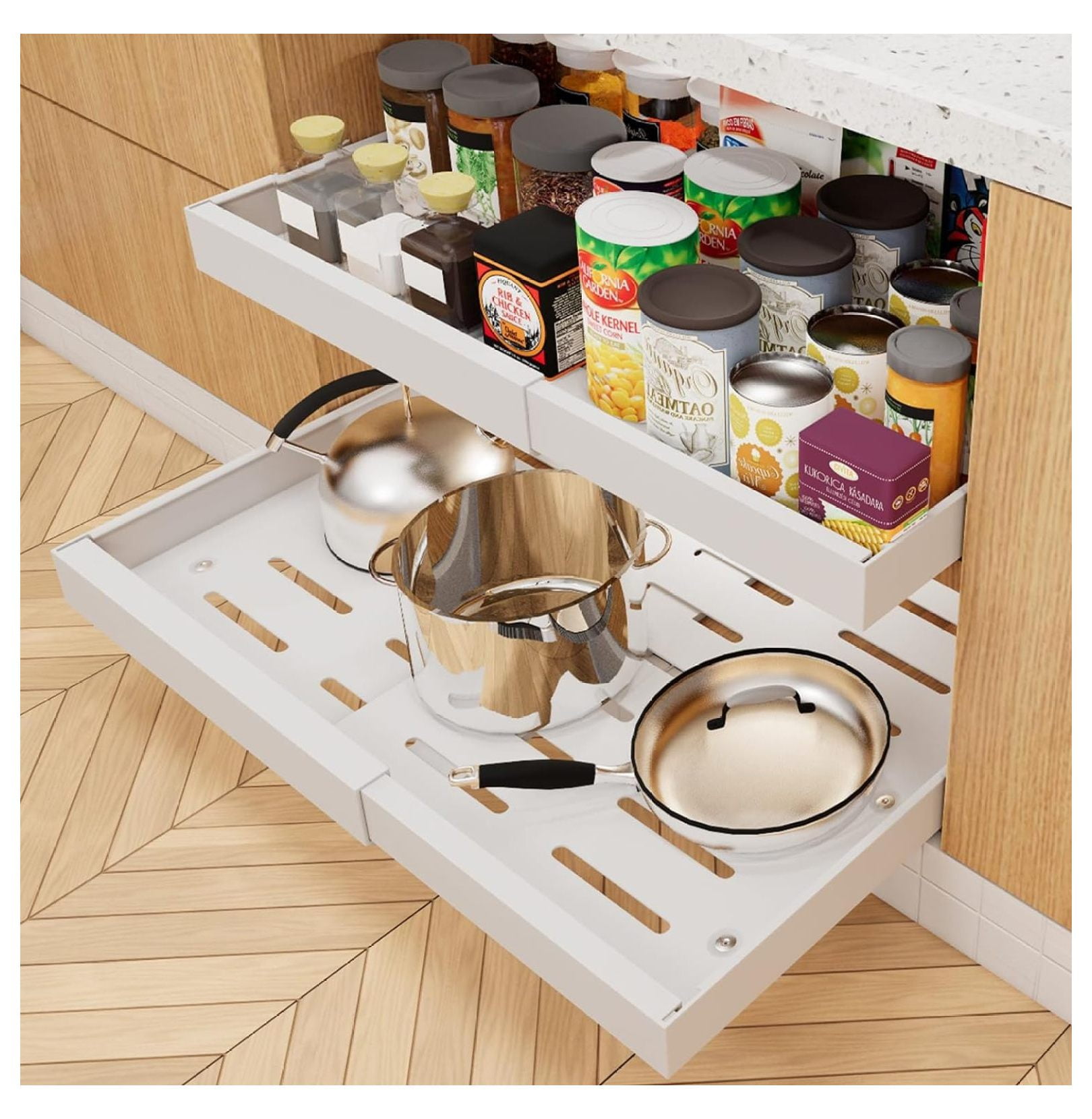 Pull Out Organizer,Expandable (12.6"20.4") Fixed with Adhesive