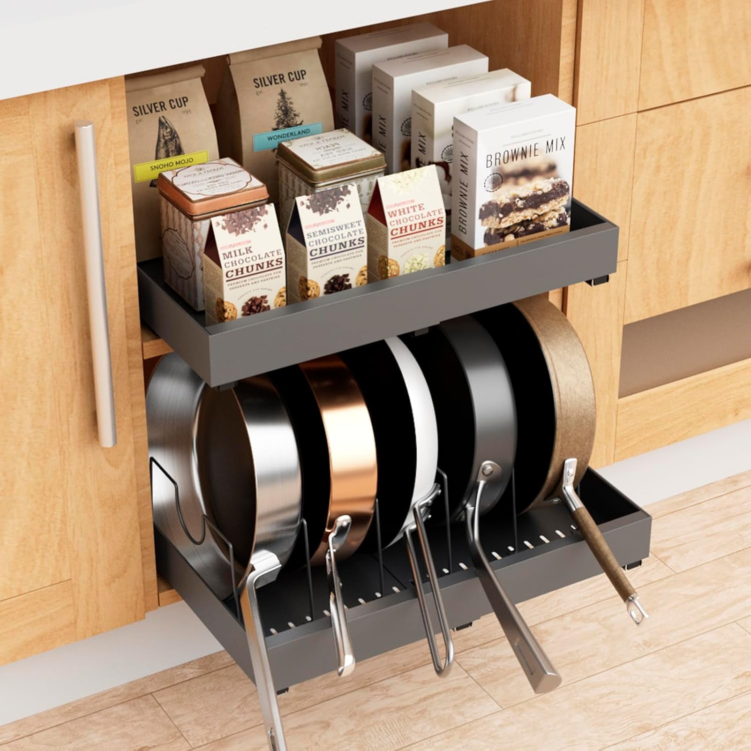 Pull Out Organizer, Extendable(12.4"20.5") Slide Out Drawers