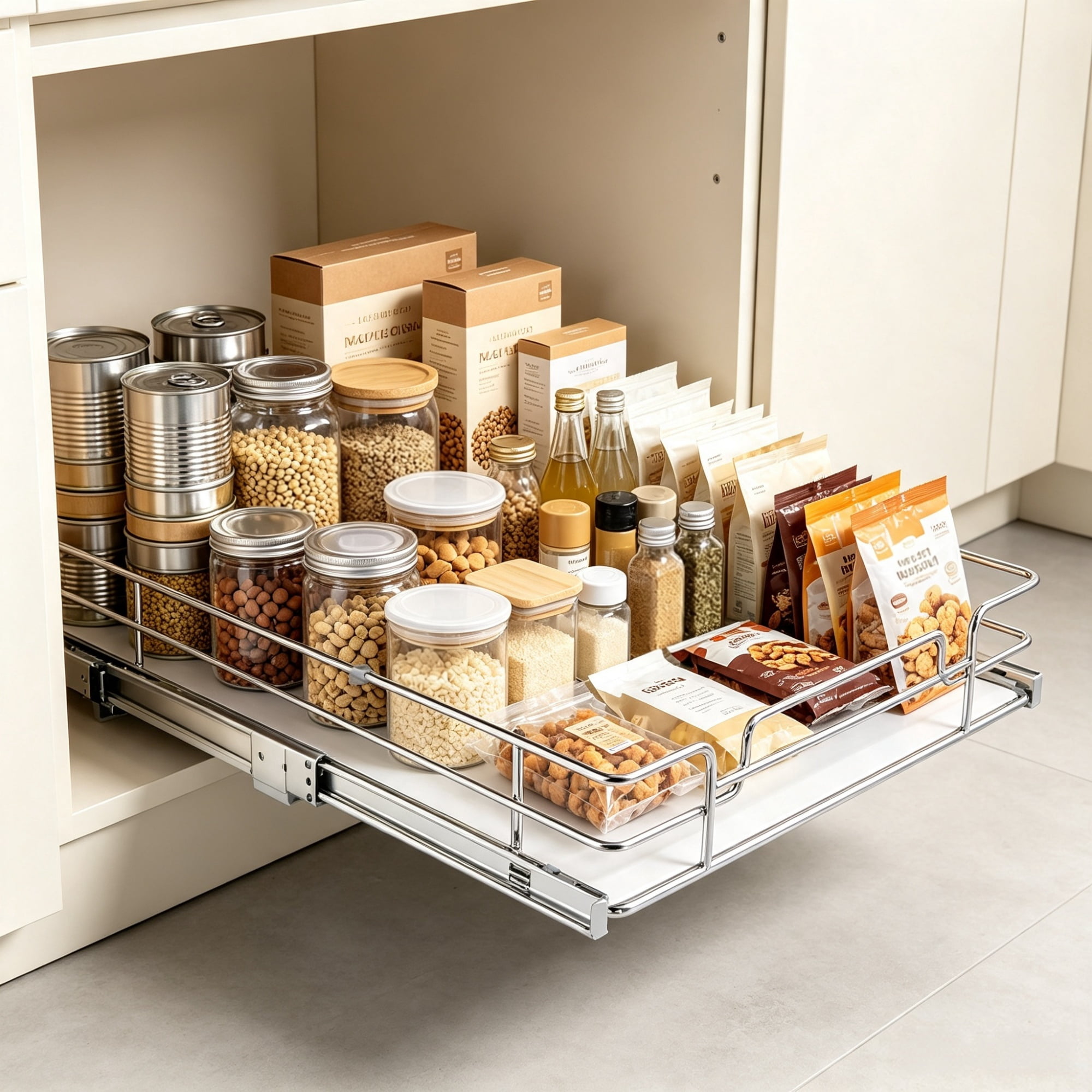 Pull Out Cabinet Organizer, Heavy Duty Slide Out Pantry Shelves for Under Sink (Fits 13.5"Wx22"Dx7"HCabinets), 11"Wx21"Dx2.5"H