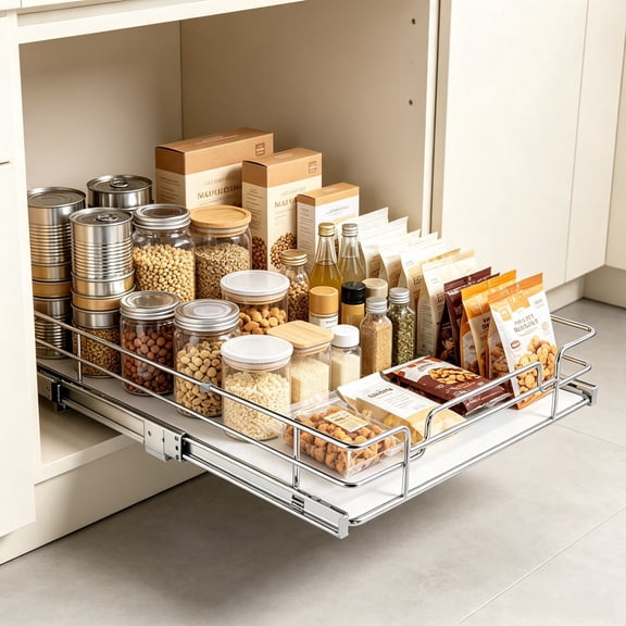 Pull Out Cabinet Organizer, Heavy Duty Slide Out Pantry Shelves for Under Sink (Fits 13.5"Wx22"Dx7"HCabinets), 11"Wx21"Dx2.5"H