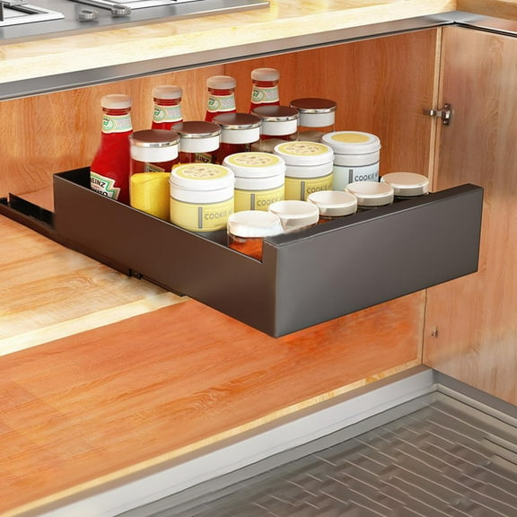 Pull Out Cabinet Organizer, No Drill Pull Out Drawers for Cabinets, Carbon Steel Slide Out Drawers for Kitchen Cabinets, Cabinet Pull Out Shelves