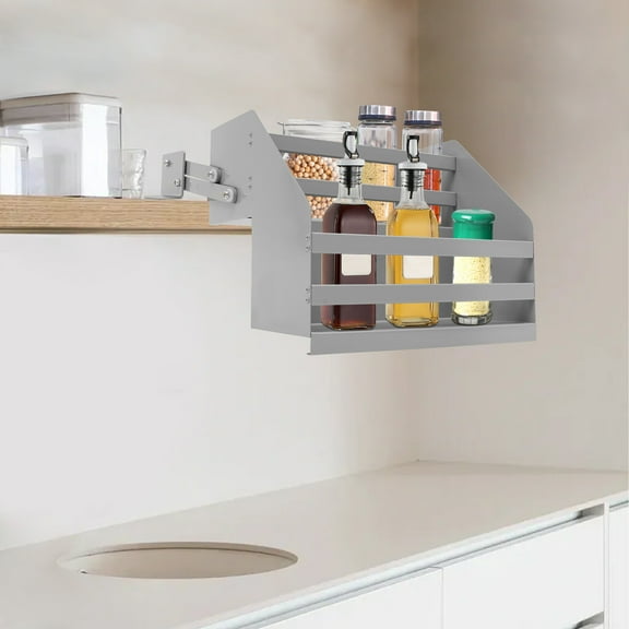 Pull Out Cabinet Organizer Pull Down Shelves, 2 Tier Pull Down Spice Rack for Upper Kitchen Cabinet