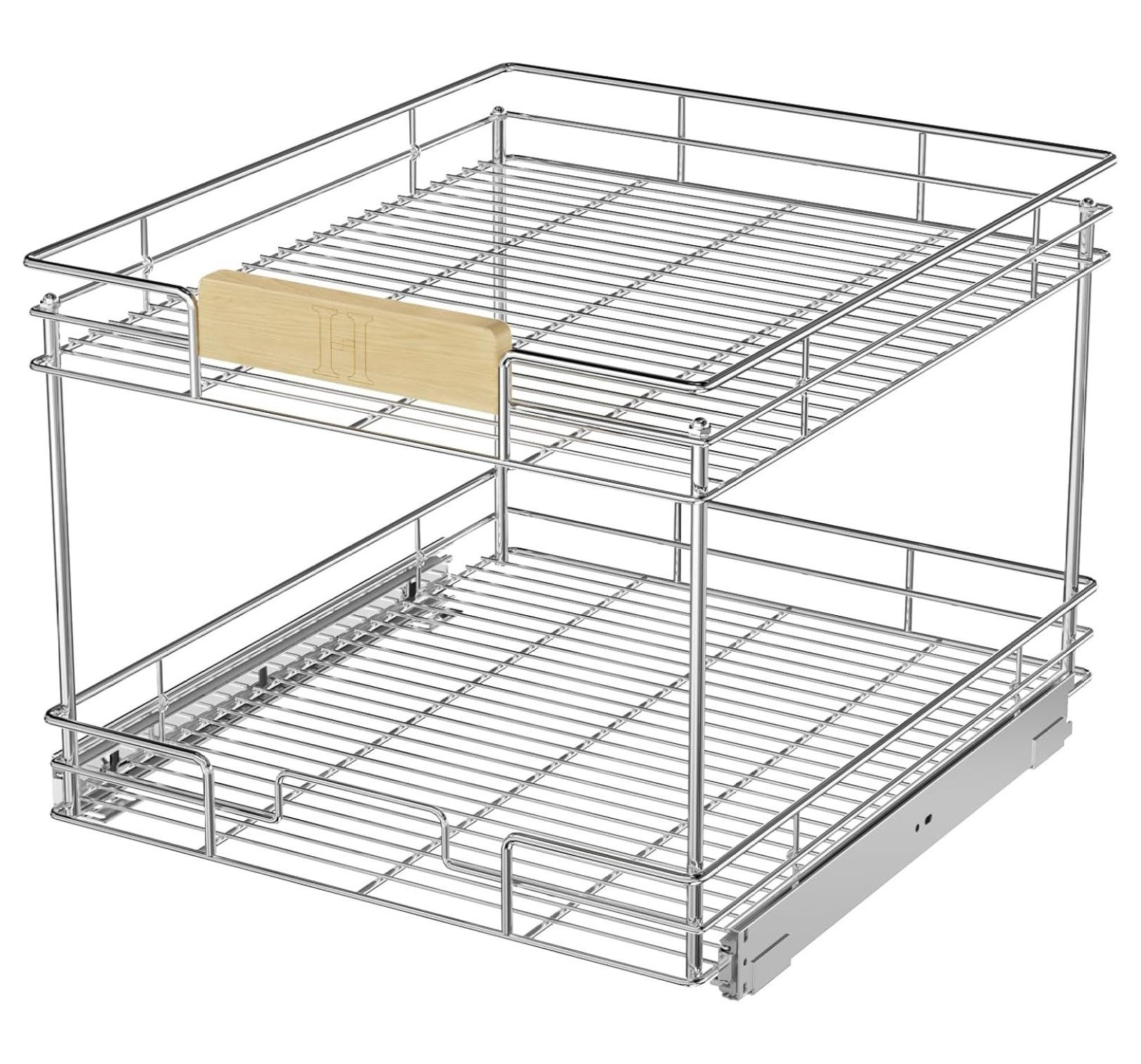 Pull Out Organizer With Wooden Handle 19½" W x 21½" D 2Tier
