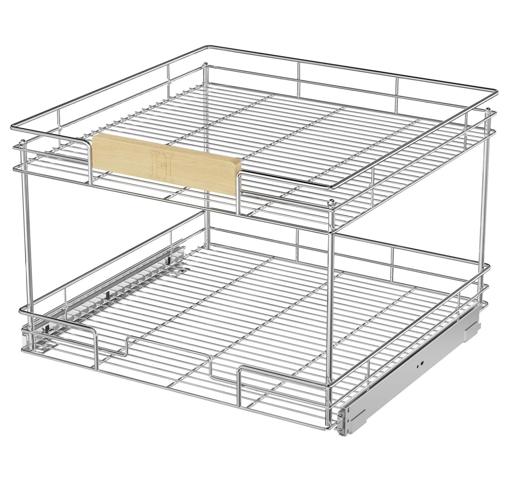 Pull Out Organizer With Wooden Handle 22½" W x 21½" D 2Tier