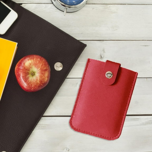 Pull Out Card Organizer Snap Closure Leather Pouch Credit Small Slim Portable Holder Personalized Stackable Business Holde
