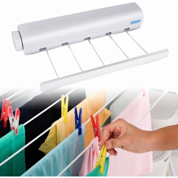 Pull Out Clothes Hanger 5 Line Retractable Laundry Hanger Laundry Line for Indoor Outdoor Bathroom Bedroom