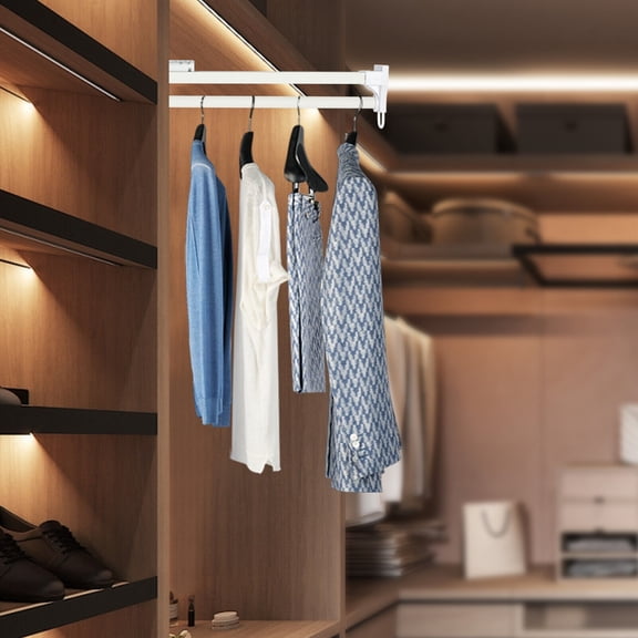Pull Out Clothes Hanger Rod Clothing Rail Hanger Rack Bar White for Pant Clothes