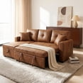 thumbnail image 1 of Pull-Out Convertible PU Leather Sectional Sofa Set with Reversible Chaise Lounge, Sleeper Loveseat Couch with Hidden Storage, 1 of 11