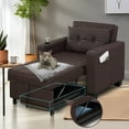 thumbnail image 1 of Pull Out Convertible Sleeper Sofa Bed with Storage USB Port Cup Holder Side Pocket Pillow Adjustable Backrest, Cream, 1 of 11