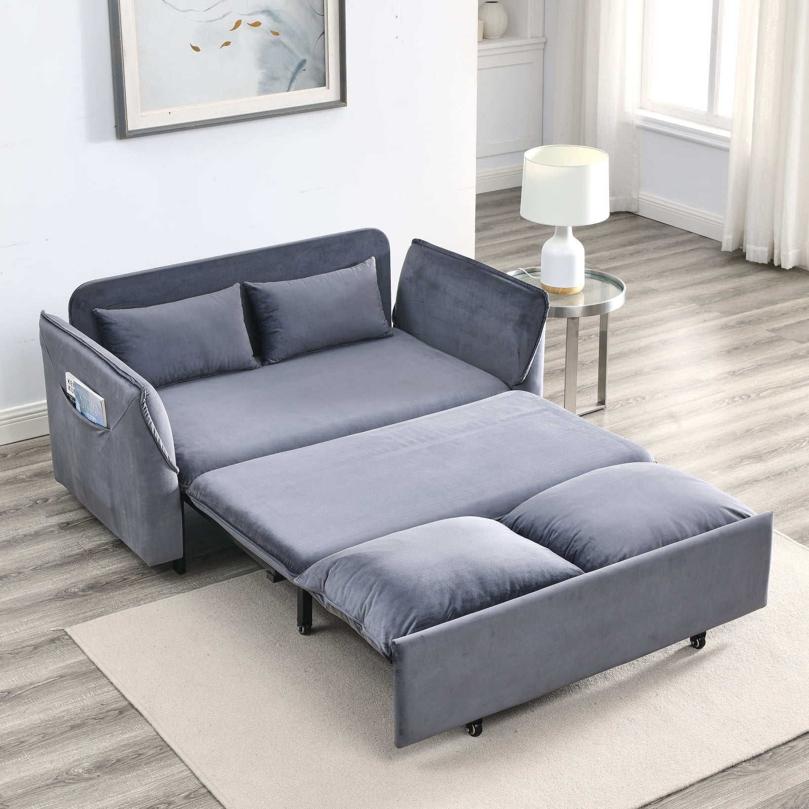 Pull Out Couch, 3in1 57 Inch Pull Out Sofa Sleeper Couch Bed with