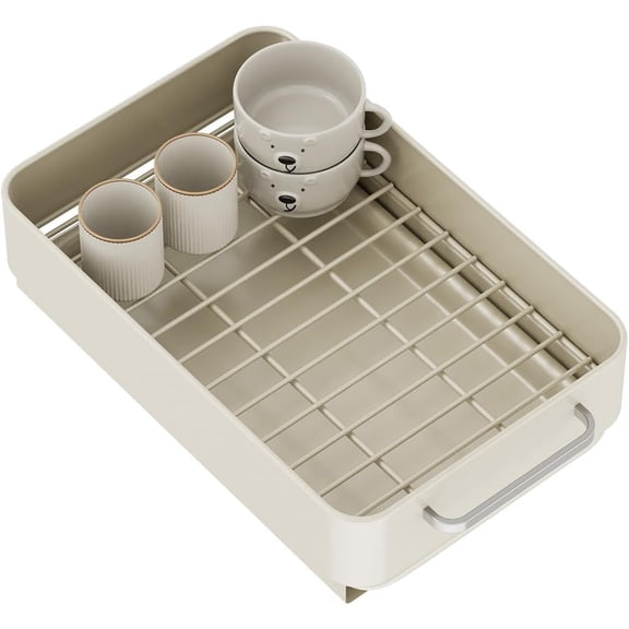 Pull Out Dish Rack, Pots and Pans Organizer for Under Cabinet Dish Drainer Rack With Drip Tray Slide Out Drawers for Kitchen Under Sink Organizer