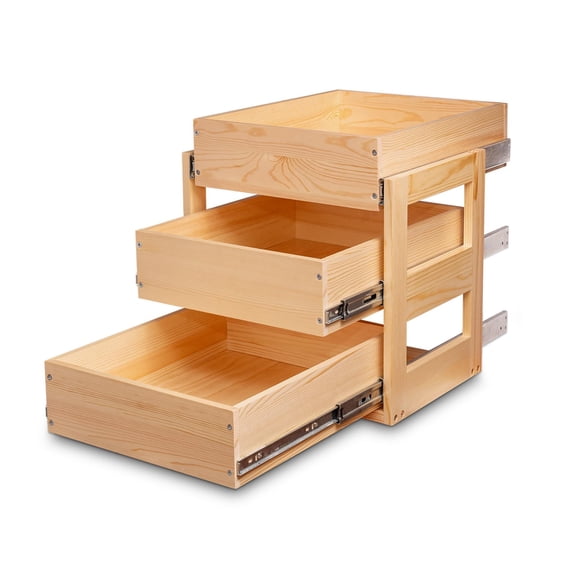 Pull Out Drawers For Cabinets 14''w*21''d*19''h Soft Close Slide Wood Shelves Storage Organizer Kitchen 3-tier Finished Heavy-duty Bottom Assembly