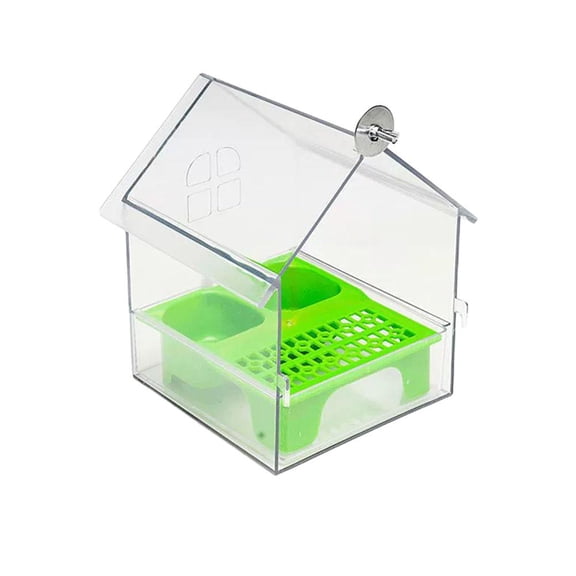 Pull-Out External Parrot Feeder - Dual-Chamber Mess-Free Bird Feeder for Window/Cage