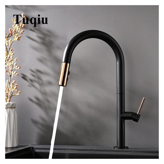 Pull Out Kitchen Faucet Newly Arrived Rose gold and Black Sink Mixer Tap 360 degree rotation kitchen mixer taps Kitchen Tap