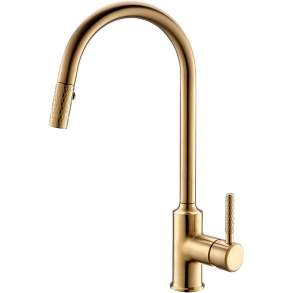Pull Out Kitchen Faucet, Plating Black and Electroplated Brushed Gold Sink Mixer Tap, 360 Degree Rotation Kitchen Mixer Taps Kitchen Tap,Gold
