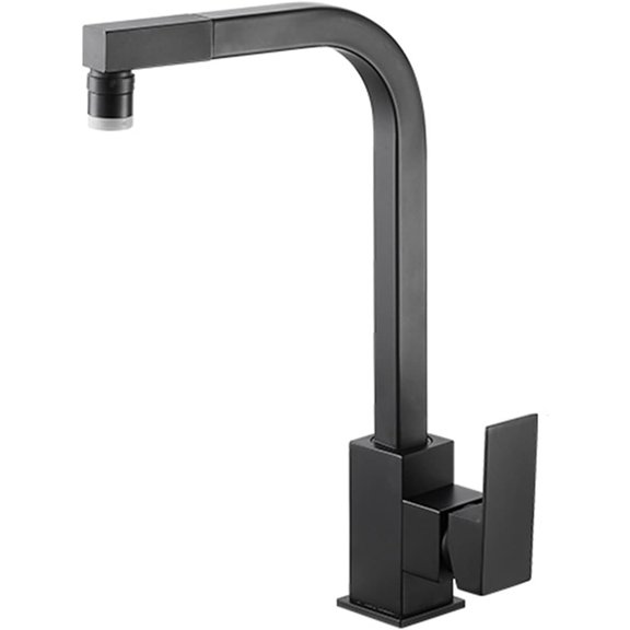 Pull Out Kitchen Faucet Telescopic Rotatable Hot and Cold Water Brass Kitchen Mixer Faucet-Black